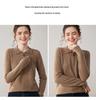 Women's Long-Sleeve Cashmere Half-Zip Polo Neck Sweater - Casual, Versatile, and Comfortable