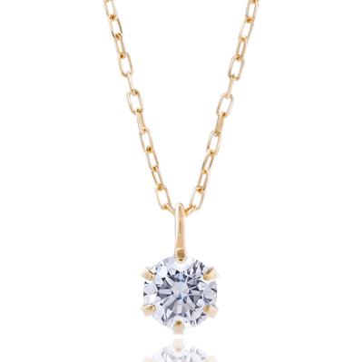 LEGAN Halskæde 1 Diamant Naturlig Diamant K18YG Gult Guld 6 Kloer Fremstillet i Japan 0,1ct Dame
