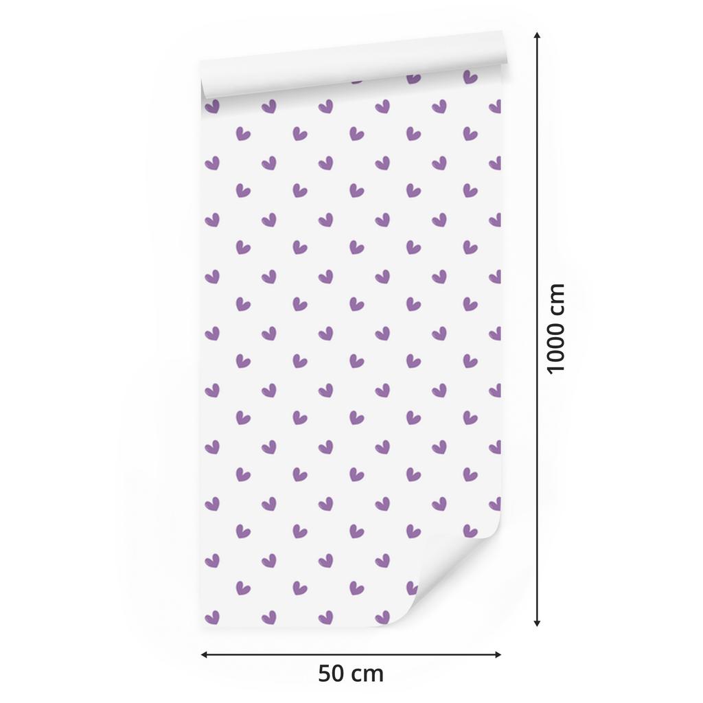 Heart Wallpaper White, Purple, Lavender and Light Gray 50x1000