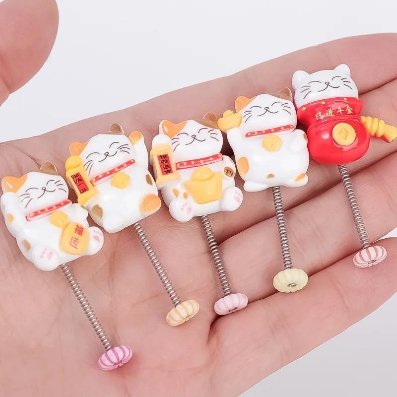 Car Center Console Lucky Cat Animal Resin Ornaments Multi-Scenario Cute Cat Styling Decoration Supplies Car Decor Accessories