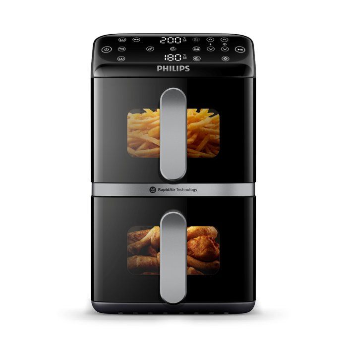 Friteuse sans huile PHILIPS - Airfryer Série 4000 Vertical Duo NA461/00 - Capacité 10 L - Double cuve - 2750W