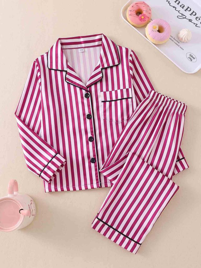 Autumn/Winter Satin Pajama Set for Girls - Long Sleeve & Long Pants