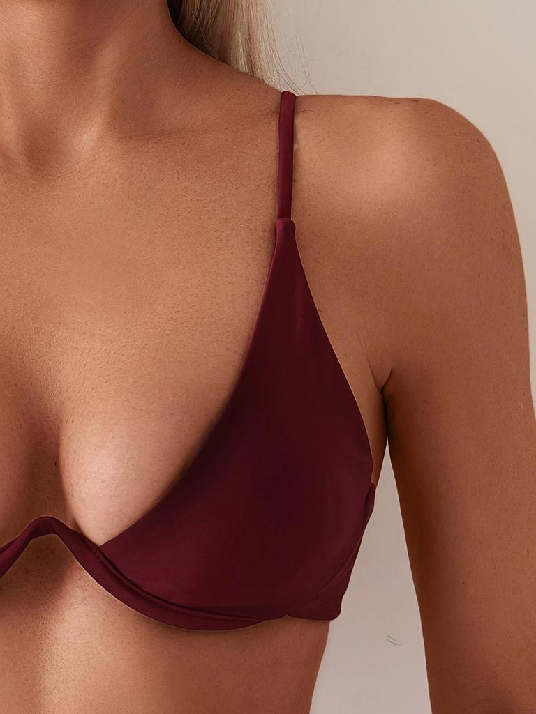 European & American Sexy Solid Color Sling Bikini Swimsuit for Women