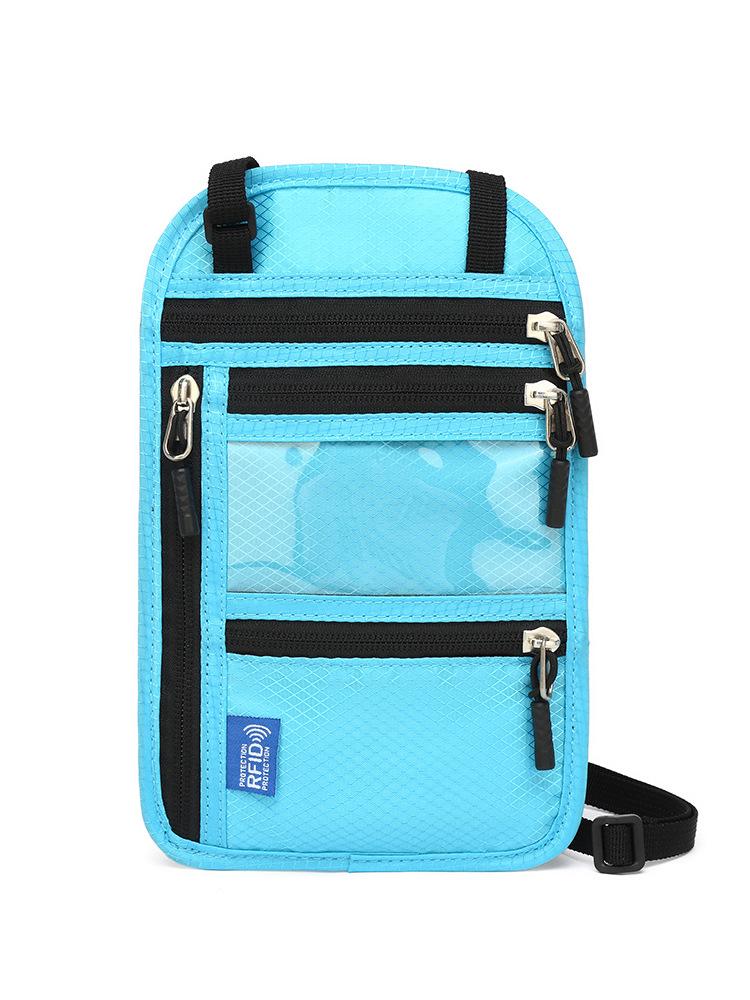 

Дорожная сумка для документов на шею и через плечо с защитой от кражи RFID небесно-голубой