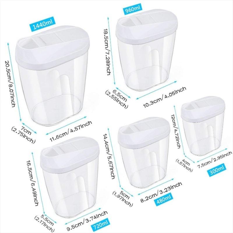 5pcs/set Sealed Food Storage Container Suitable for Coffee Beans, Rice, Grains, Flour, Sugar, Spices, Dishwasher Washable
