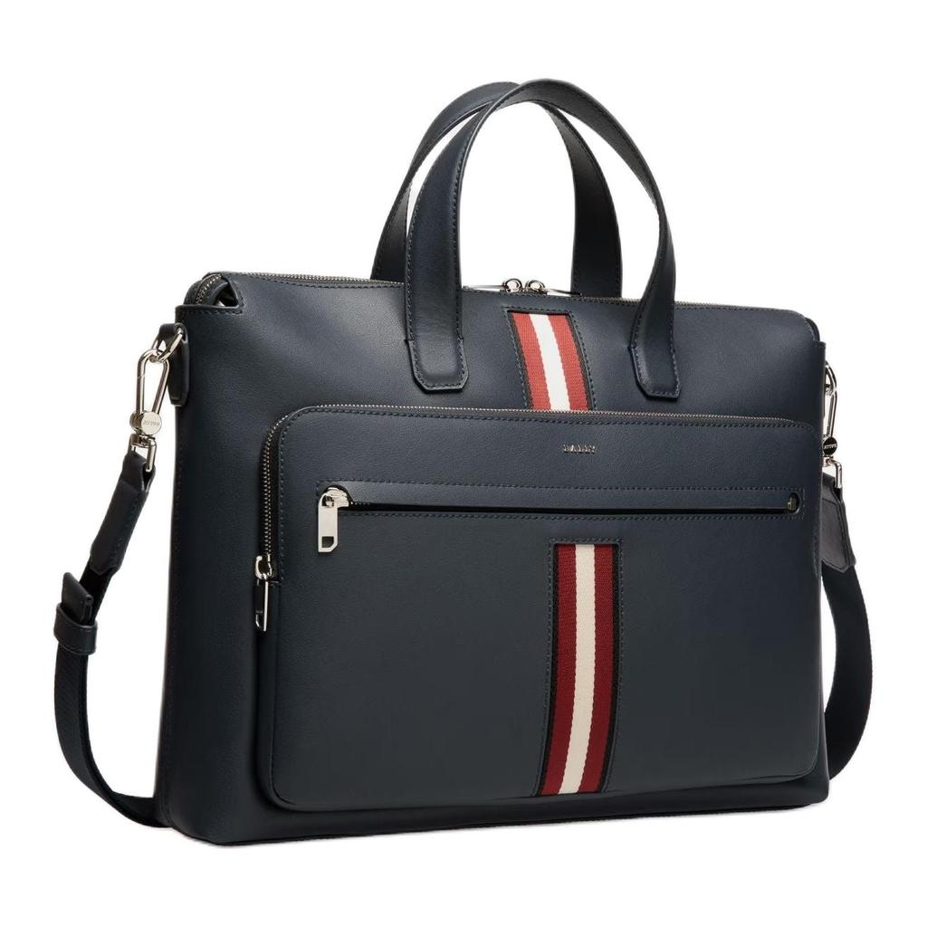 Bally Logo Calfskin Briefcase Men briefcase Blue 6307864