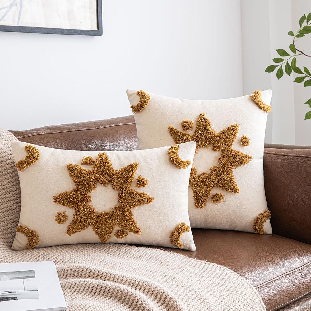 

Геометрическая стеганая подушка Итальянская восьмиугольная звезда Трехмерная вышивка Наволочка Легкая роскошь Гостиная Диван Наволочка 30*50