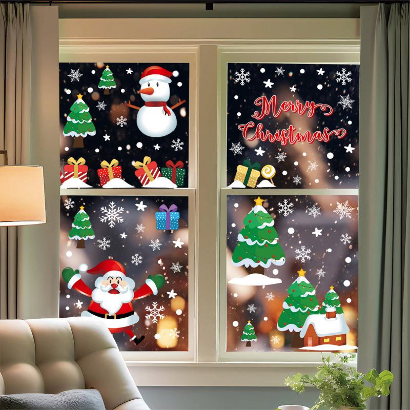Santa Claus Self-Adhesive Christmas Window Stickers – Festive Holiday Decoration