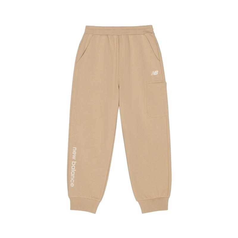 Kids  New Balance Knitted Sweatpants Brand Logo Letter Fleece Lined Elastic Cuff Comfortable 4LF4S113-BEI 110