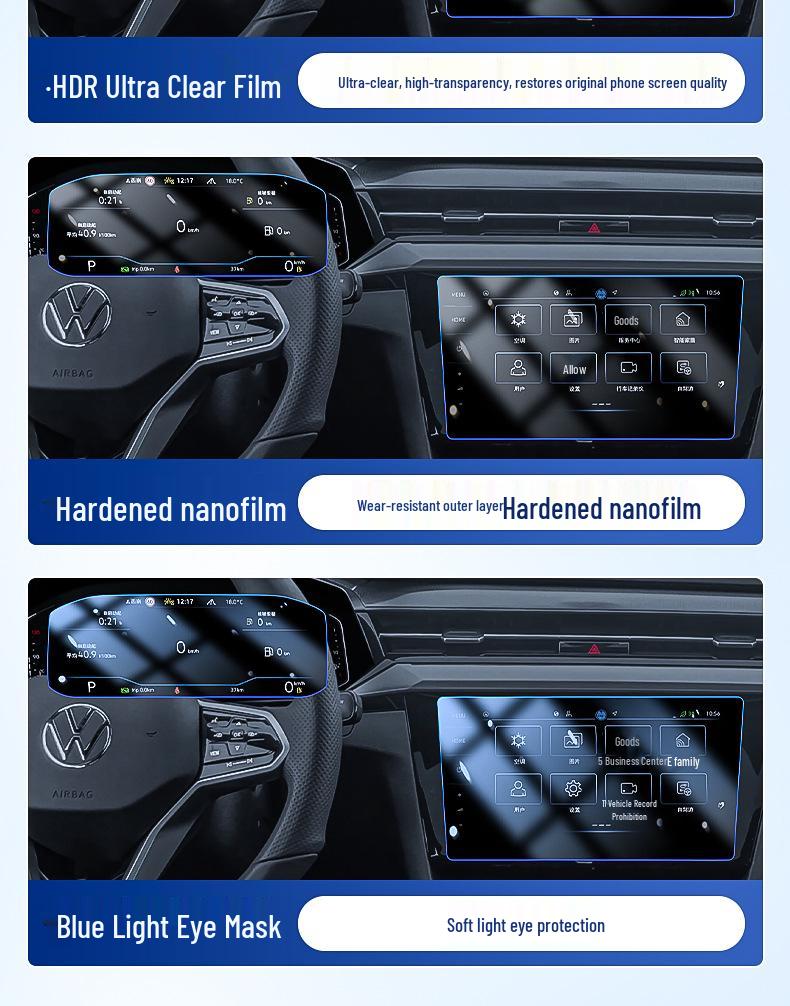 2024 VW CC Center Console Screen Protector: Tempered Film for Navigation Display