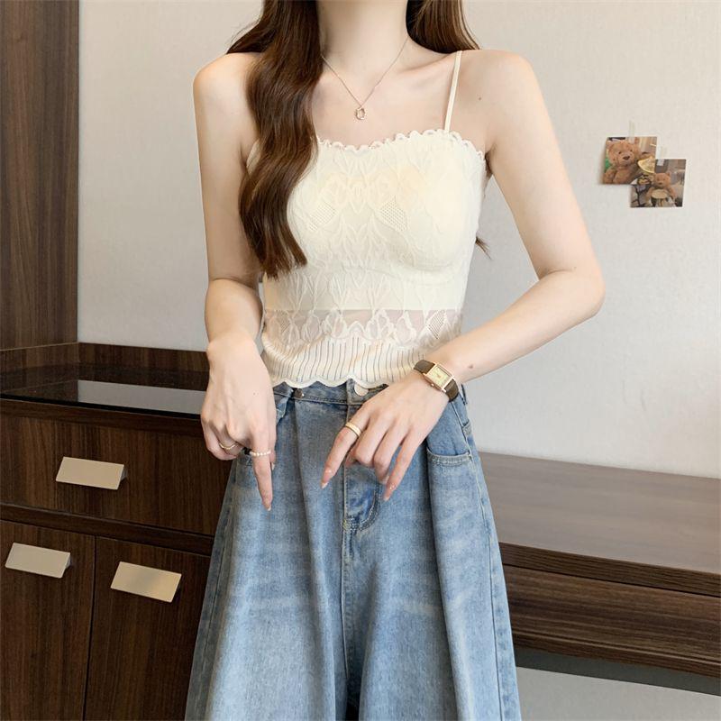 Women's Lace Camisole with Chest Pads: Beautiful Back, Bandeau, Lingerie, Outerwear, Sexy Summer Top