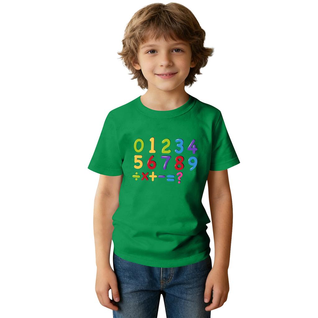 Fashionable Round Neck Short Sleeve Work Clothes Printed Tops For KID Summer Tops