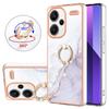 For Xiaomi Redmi Note 13 Pro+ 5G Case with Ring Kickstand Marble Pattern Electroplating TPU Back Cover
