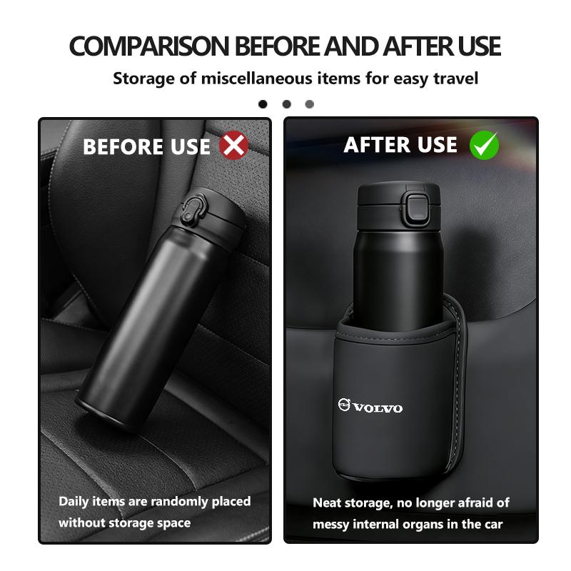 Auto Leder Becherhalter Hängende Getränke Aufbewahrungsbox Zubehör für Volvo V60 V50 V40 S80 S60 S90 C40 XC40 V70 XC70 XC60 XC90 ari963