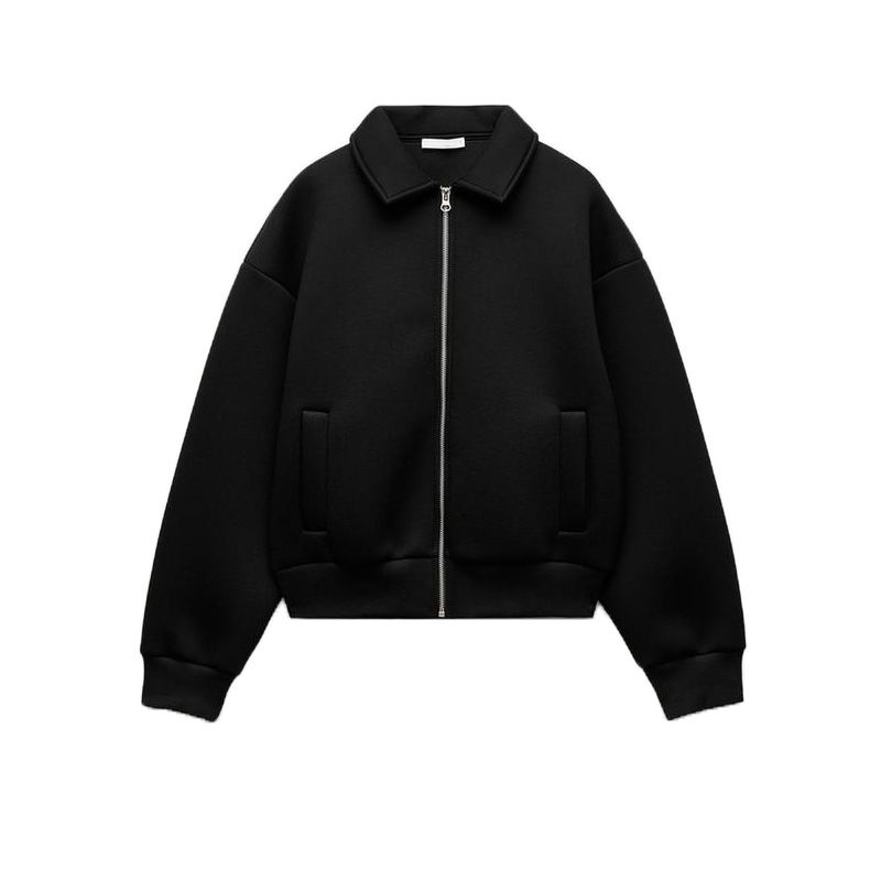 Spring New Women's Clothing French Style Retro Wetsuit Fabric Effect Pilot Jacket Outwear 1529154