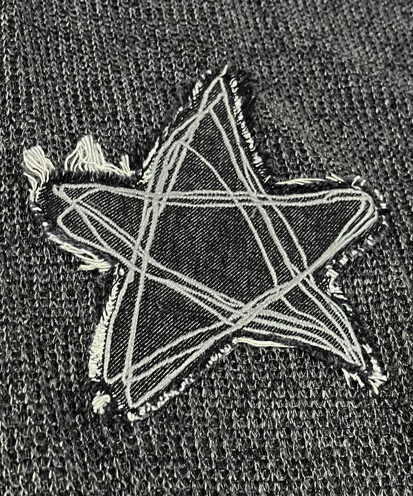 SK8ER ROCK Loose Melange Knit Star Pullover (Melange Charcoal)