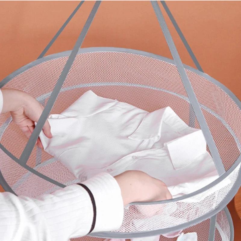 Clothes Drying Basket Hanging Sweater Net Pocket Thickened Anti-Deformation Cardigan Drying Rack Socks Drying Bag Double Layer