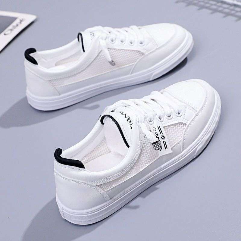 New versatile spring and autumn summer 2025 little white shoes children thin casual flat baseplate shoes mesh shoes breathable mesh