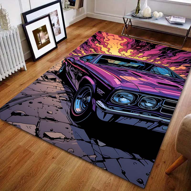 1 alfombra con diseño de coche de carreras genial para dormitorio, sala de estar, mesita de noche, sofá, alfombrilla de suelo, decoración moderna del hogar, alfombra de área, tamaño grande