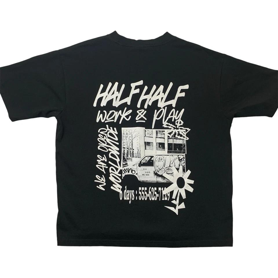Half Work Half Play T Shirt Size Medium Half Half Factorie Boxy Black Streetwear S