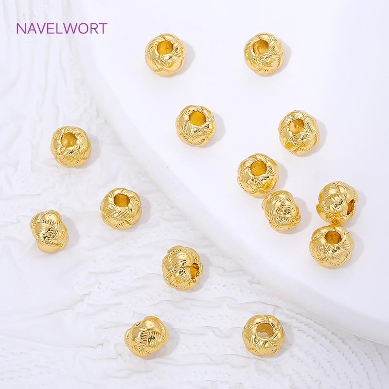 6.7mm*5.2mm Brass Round Spacer Beads 18K Gold Plated Loose Beads For Bracelet Making,Beads Separators,DIY Jewelry Accessories