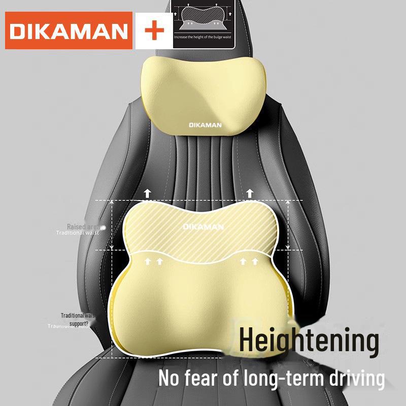 Car Headrest & Lumbar Support Set: Memory Foam Neck & Back Cushion