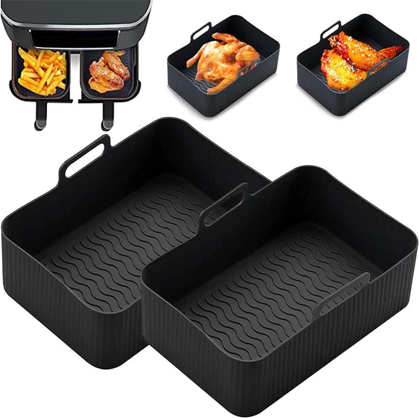 

Силиконовые формы для аэрофритюрницы, 2 шт., антипригарные, многоразовые аксессуары для аэрофритюрницы, совместимые с Ninja Foodi Max чёрный