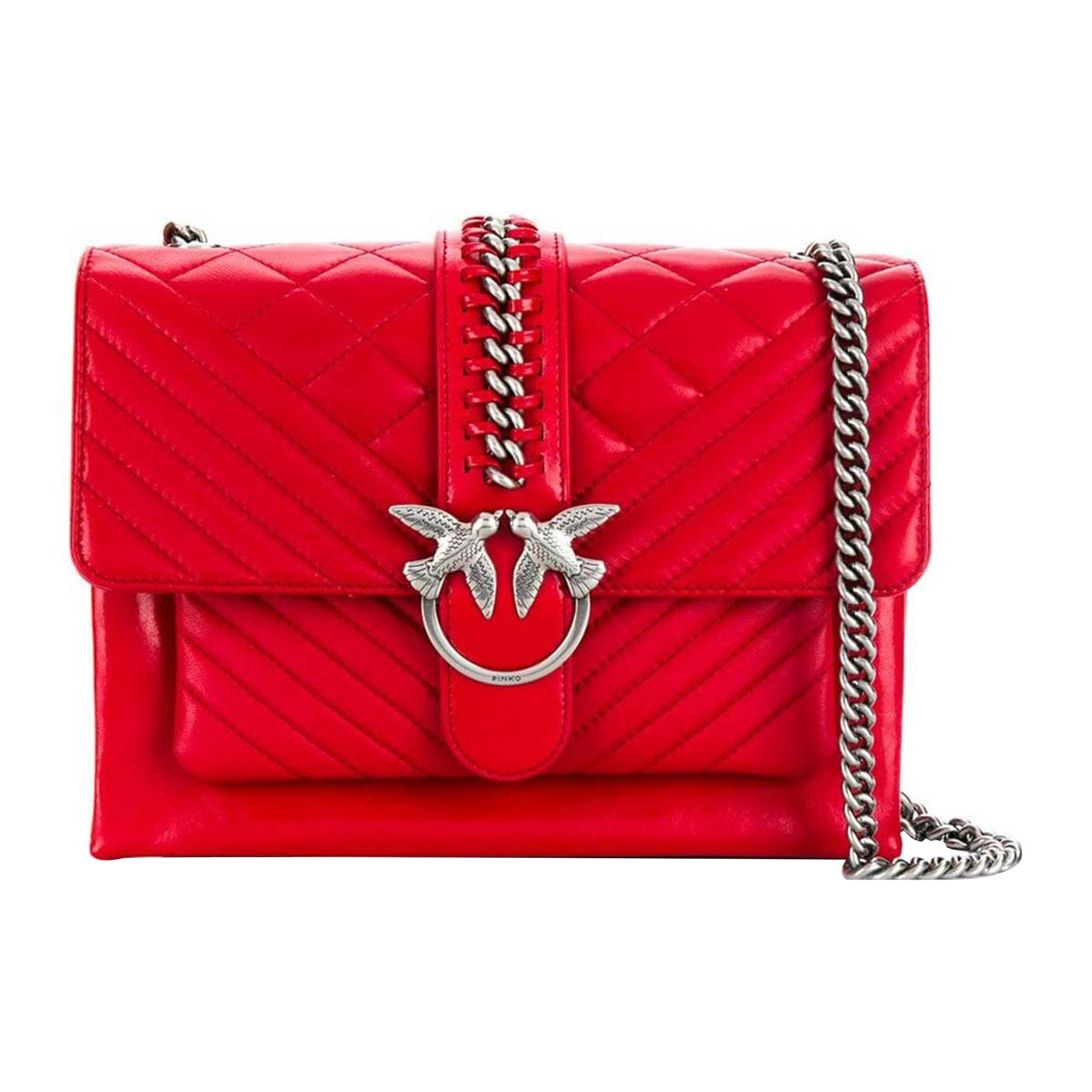 

Новая квадратная сумка PINKO из телячьей кожи, сумка на плечо, сумка кросс-боди маленькая женская красная 1P21HE-Y5V3-R60 29.0*7.1*22.1CM