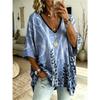 T-shirt da Donna Taglie Forti con Scollo a V e Maniche a Pipistrello Stampa Etnica Bohemien Top Largo Estivo Comodo Traspirante per il Pendolarismo Quotidiano Casual