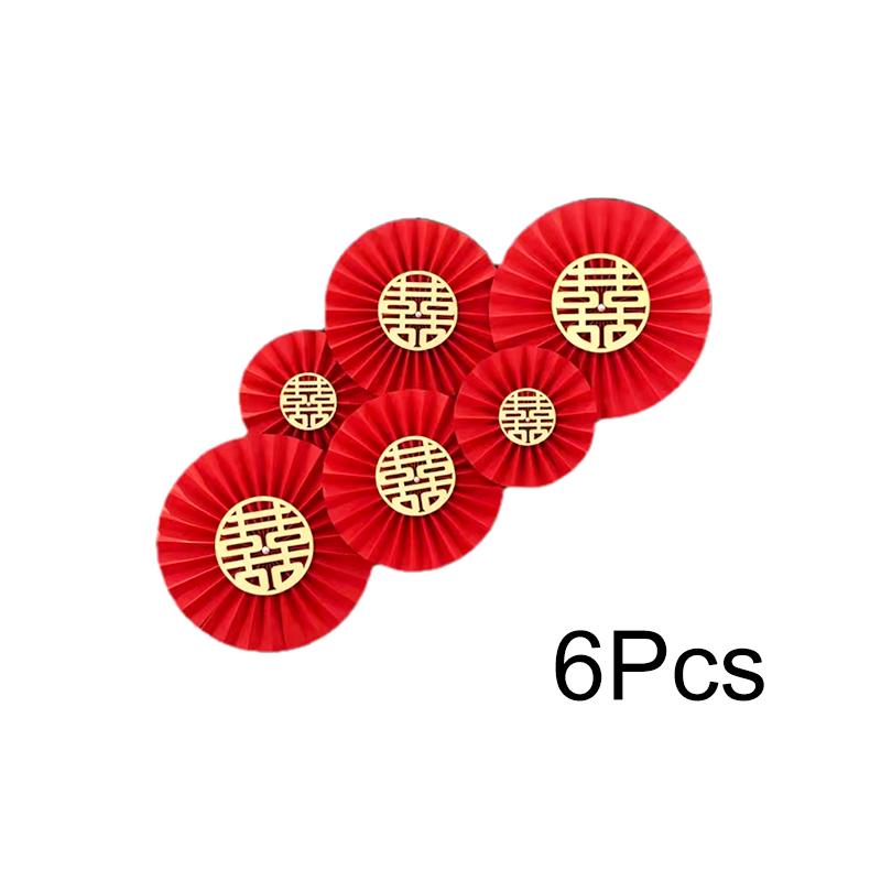 1Set Party Supplies Self-Adhesive Chinese Style Background Wall Paper Crafts DIY Fan Flower Wedding Hanging Festival Decor