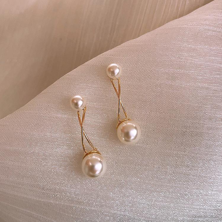 Cross Imitation Pearl Female Elegant Earrings Simple Temperament Korean Fashion Sweet Delicate Earrings Bride Wedding Jewelry