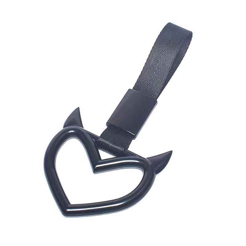 

1Pcs Newhandle Ring Heart Train Bus Hand Strap Styling Drift Charm Car Warning Tow Strap Hook Sticker