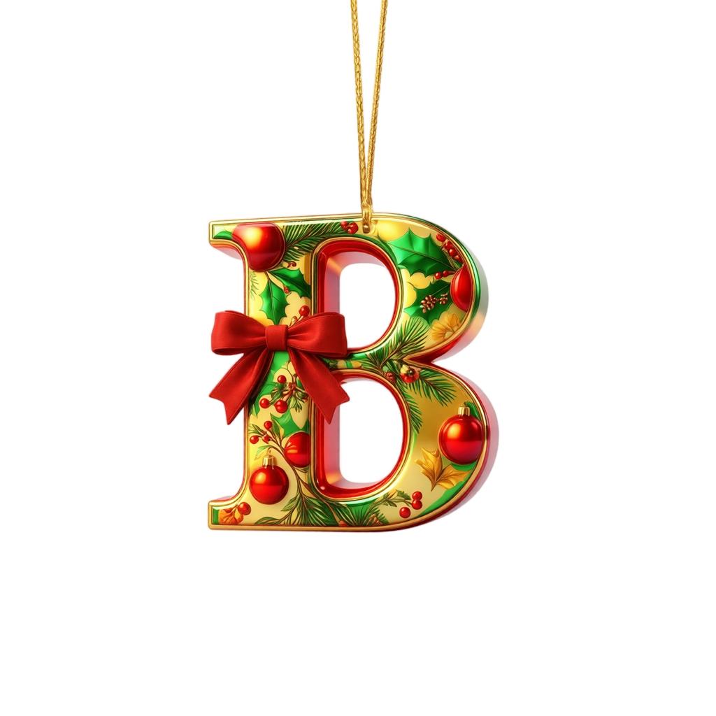 2D Flat Acrylic Christmas Letter Ornaments 26 Piece Set for Holiday Hanging Decor