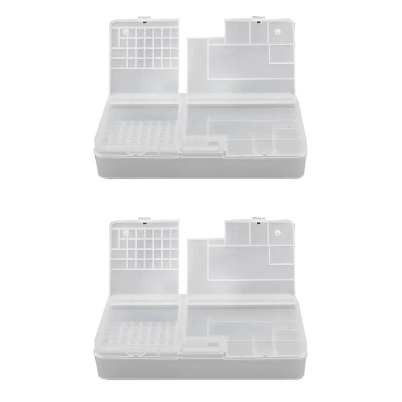 1/2pc Transparent Rectangle Plastic Storage Box Screw Holder Case Organizer Container Jewelry Nail Art Equipment Tools Case