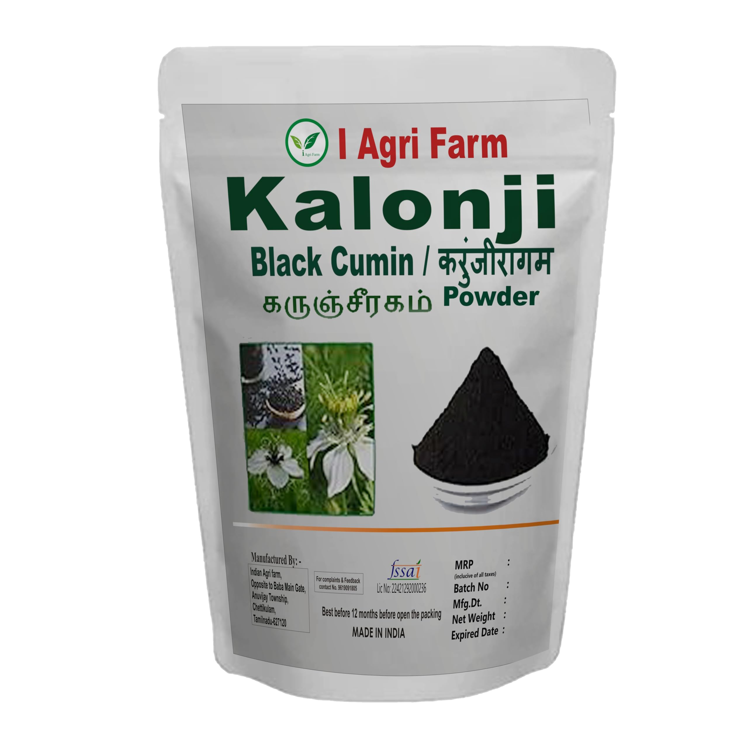 Iagrifarm Kalonji Powder - 250 gram/Black Cumin/Karunjeeragam/Nigella Powder
