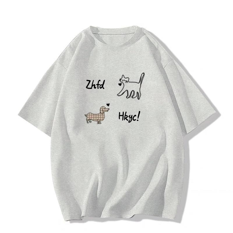 Chic White Short Sleeve Women's T-Shirt with American Print Design