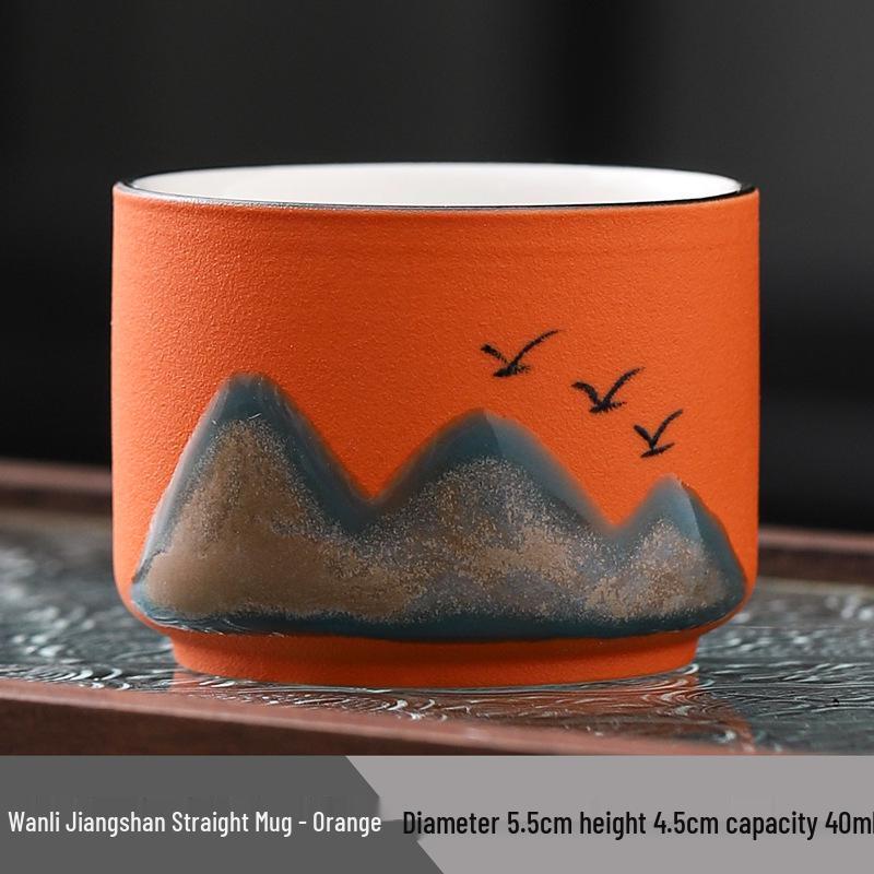 Guochao Hand-Painted Ten Thousand Li Rivers & Mountains Tea Set - Creative Gift Box with Tea Cups