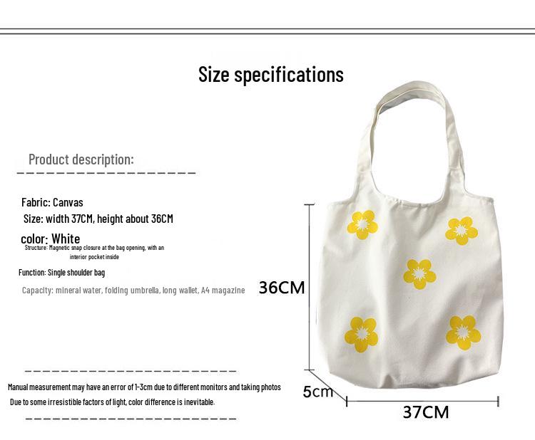 Hyuna Floral Canvas Tote Bag - Women's Single Shoulder, Japanese & Korean Style, Fresh Literary Ins Vest Bag