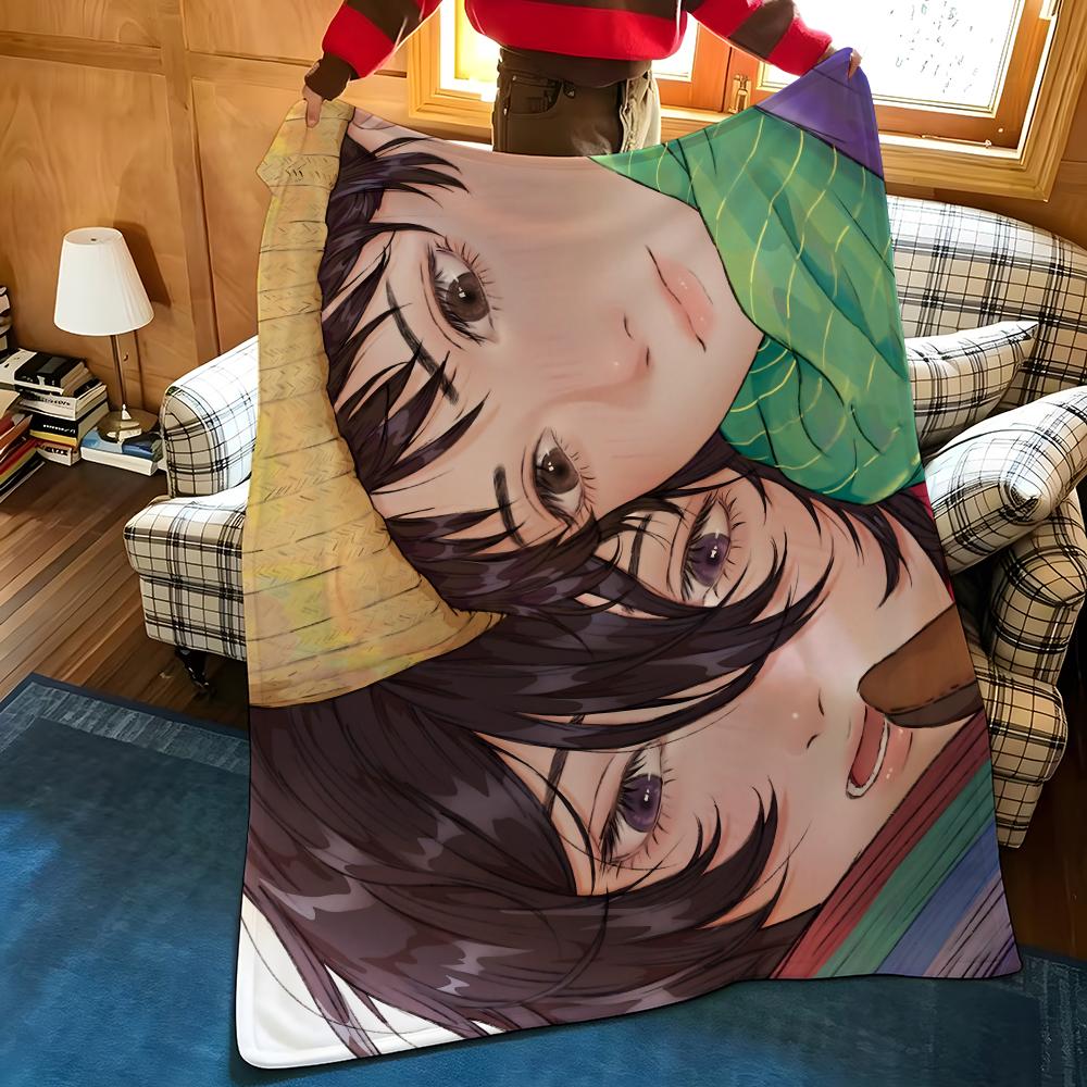 Anime L-Look B-Back Throw Flannel Blanket Suitable for Sofas Beds Offices Travel, Camping Chairs