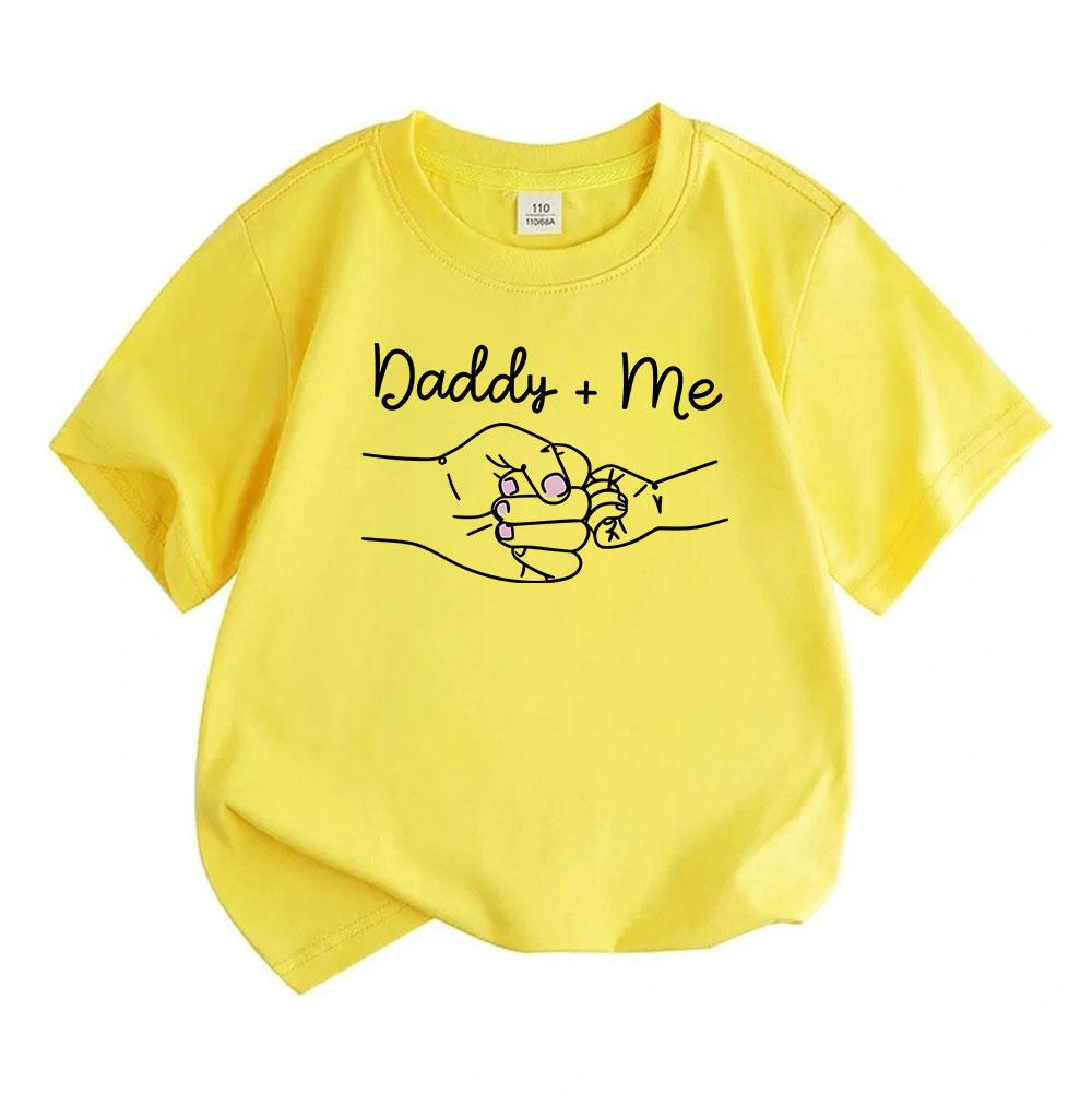 Kids Boys Girls 100% Cotton Crew Neck Short Sleeve T-Shirt, Sweet Daddy and Me Hand in Hand Pattern Casual Soft Tops for Toddlers Family Parent-Child