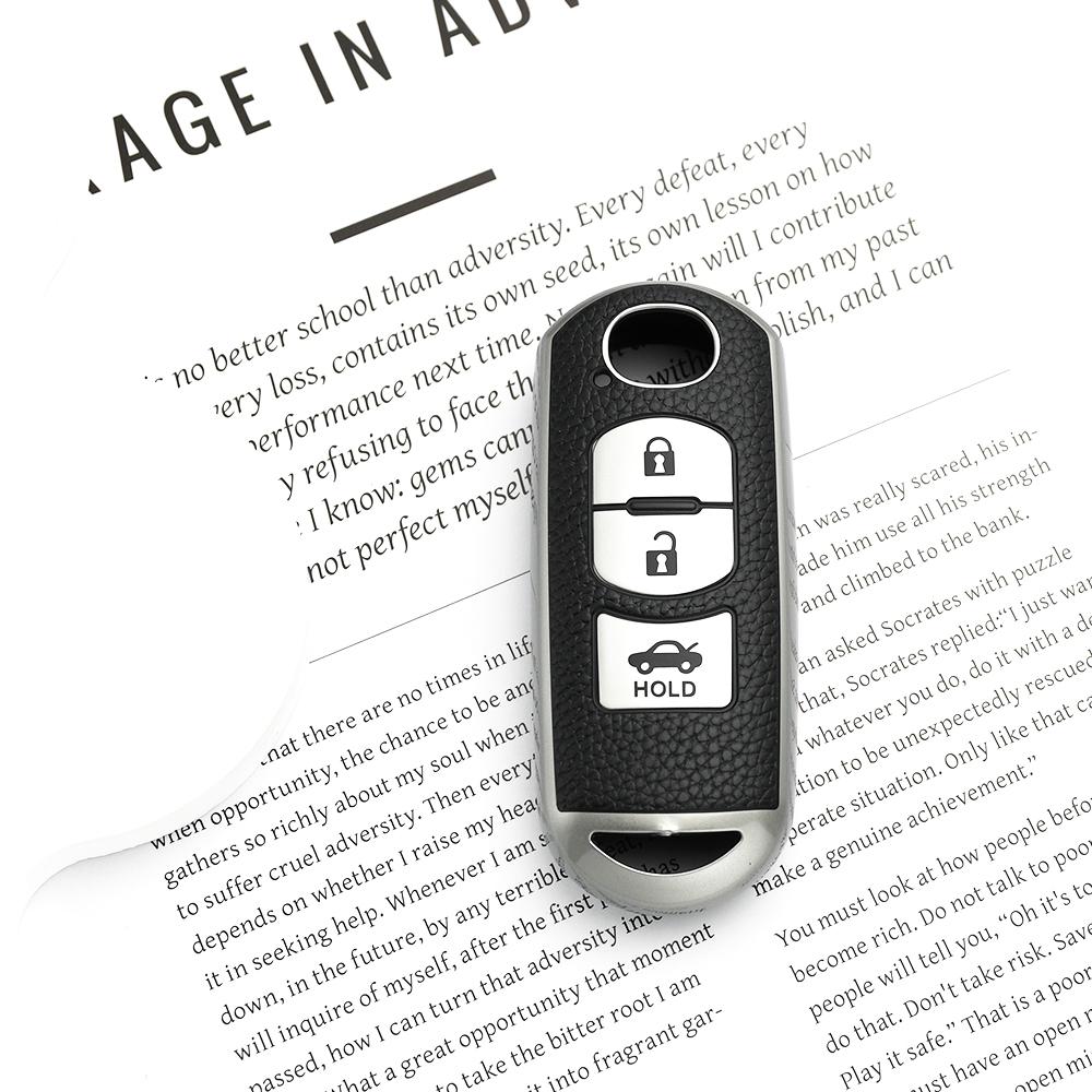 

Car-Styling Auto Car Key Case Cover Shell Fob Holder Bag Keyless for Mazda Cx3 Cx5 Cx9 2 3 5 6 Gh Gj Cx-5 Cx 2020 Accessories срібний