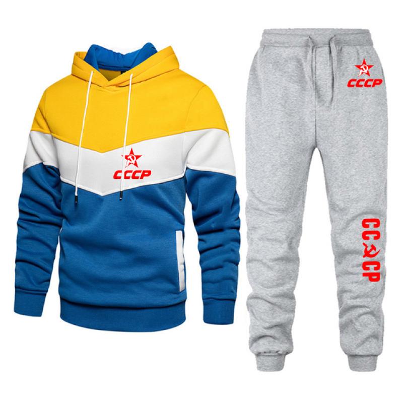CCCP Russian 2024 Men's USSR Soviet Union New Tracksuits Hoodies Casual Sportswear Pullover Tops+Pants Sweatshirts Sports Suits