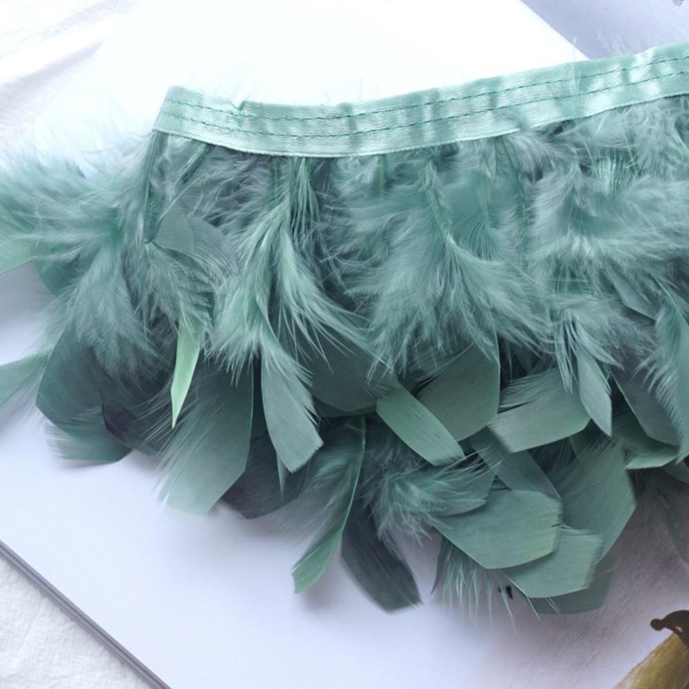 Matériau Plume de Dinde Ruban à Franges de Plumes Longueur 1 Mètre Garniture de Plumes Moelleuse Costume de Danse vert foncé