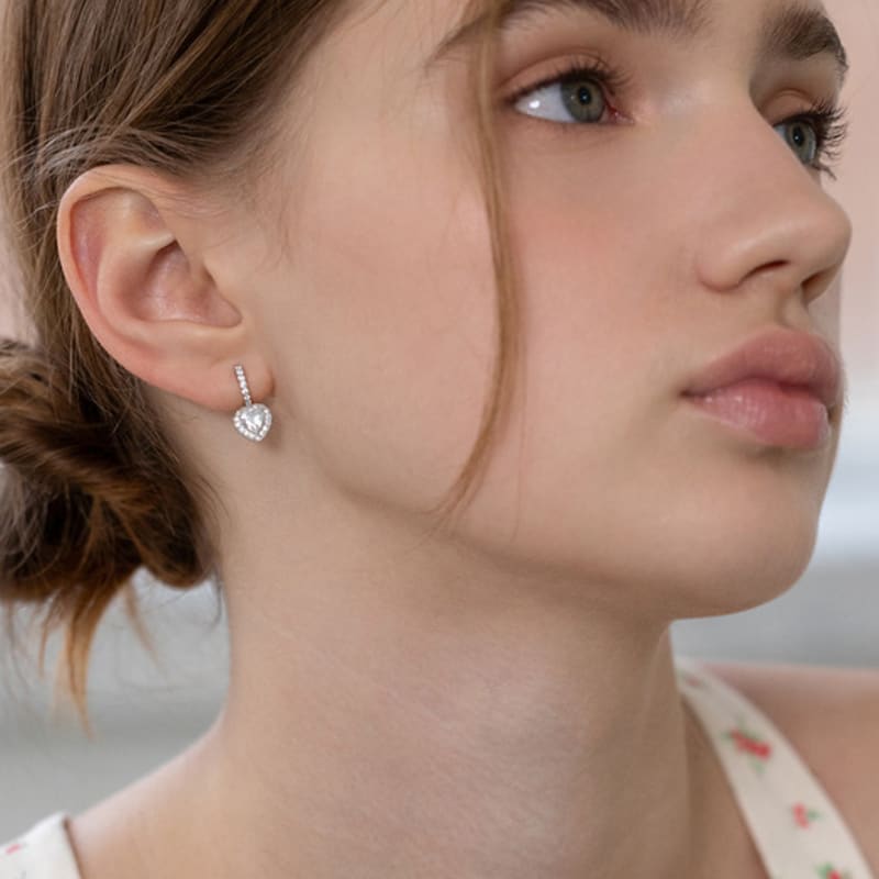 Tatiana (925 Silver) Lumi Heart Hoop Earrings EC3179