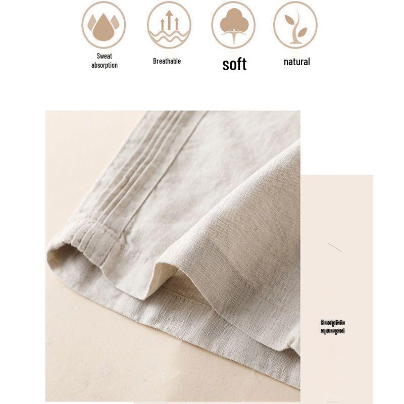 Women's Summer 2024 High Waist Cotton Linen Wide Leg Pants: Loose, Slimming, Casual, Thin Drape Style