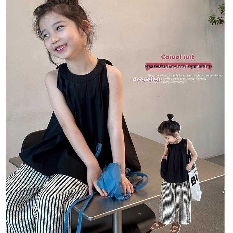 

Girls Sleeveless Summer Vest & Wide-Leg Pants Set 120cm