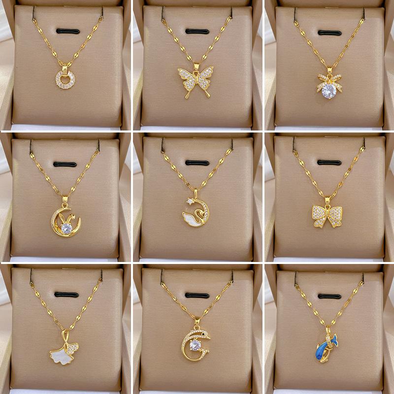 Collier à la mode pour femmes, en cuivre, Micro incrusté, en acier, Simple, maille rouge, chaîne de collier exquise