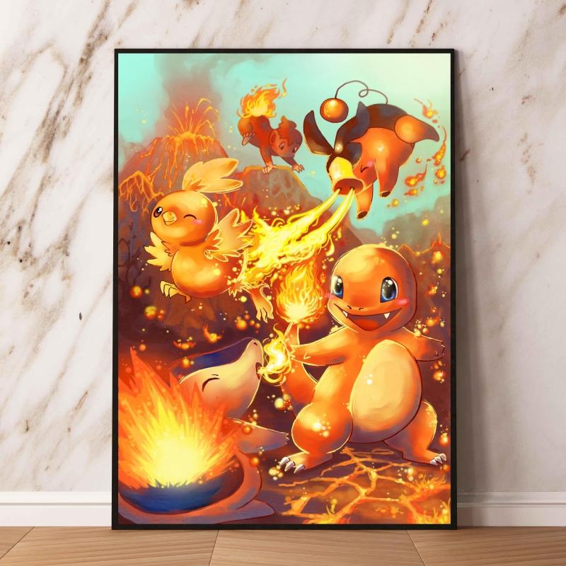 Japanese Anime Canvas Paintings Pokemon Eeveelution Watercolor Style High Quality Art Children Gifts Living Room Home Decoration