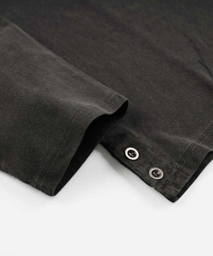 FRIZMWORKS Pigment Dyeing Henley Neck Tee _ Charcoal