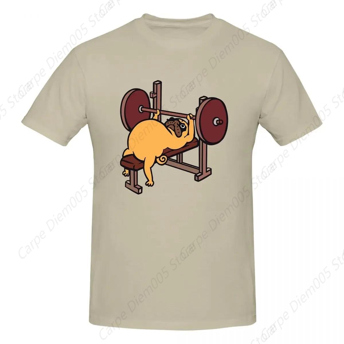 

Футболка Pug Bench Press из чистого хлопка, мужская, забавная, с круглым вырезом и коротким рукавом, S-5xl XXXXXL естественный